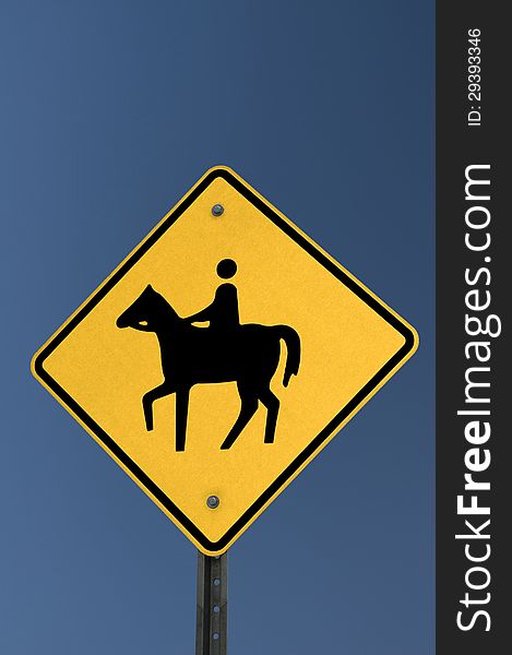 Horse Yield Sign on deep blue sky