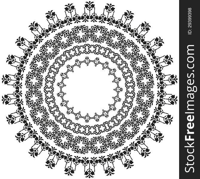 Oriental ornament in black and white circular. Oriental ornament in black and white circular