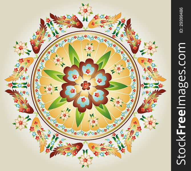 Colorful circular pattern of elegant oriental studies. Colorful circular pattern of elegant oriental studies