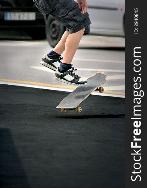 A skate jump in a urban environment