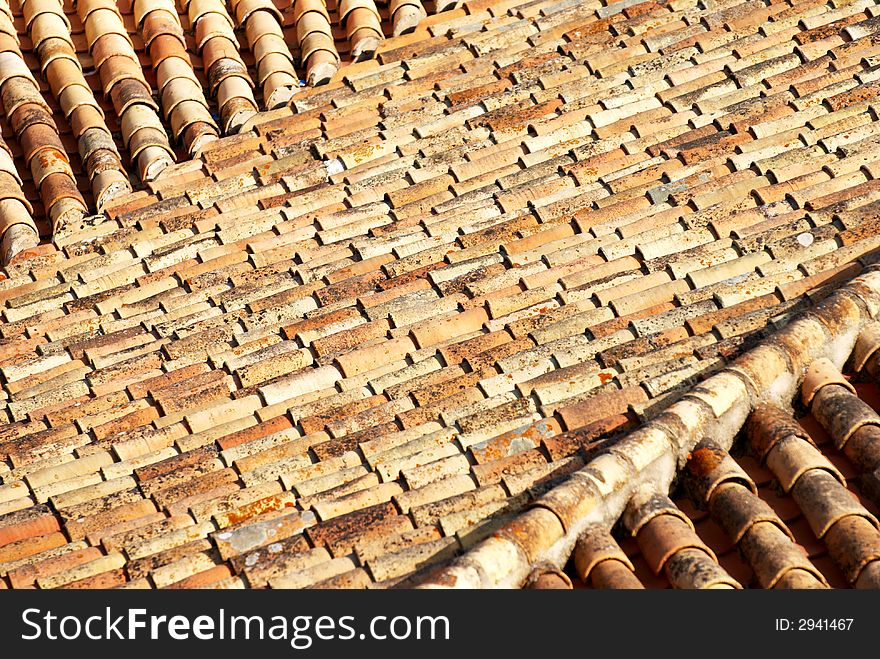 Fragment of grunge ceramic roof