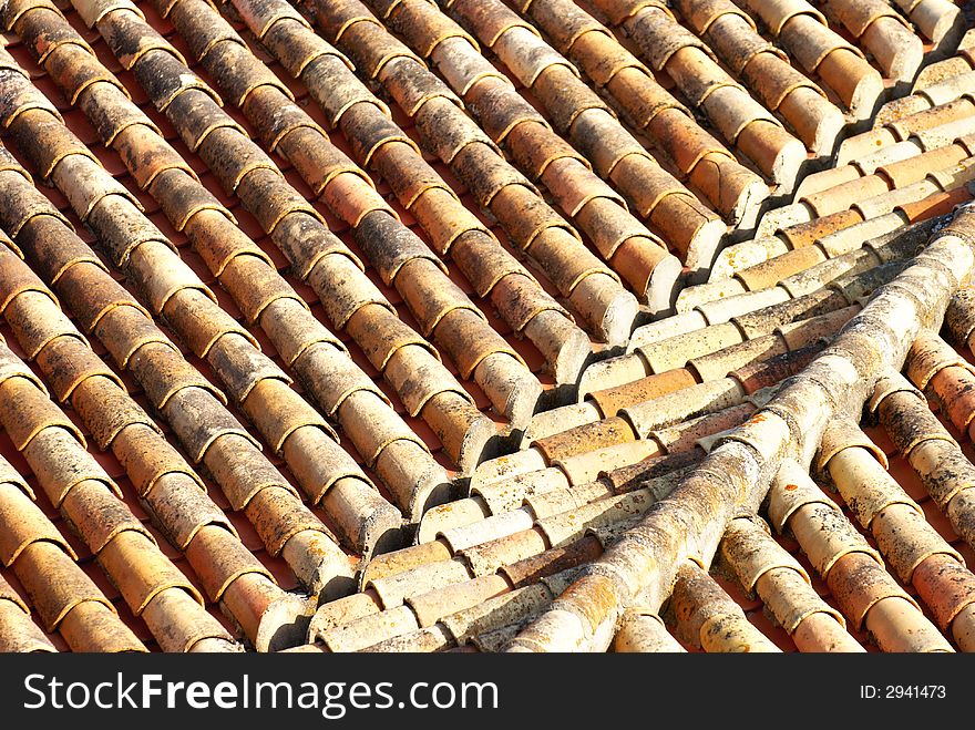 Fragment of grunge ceramic roof