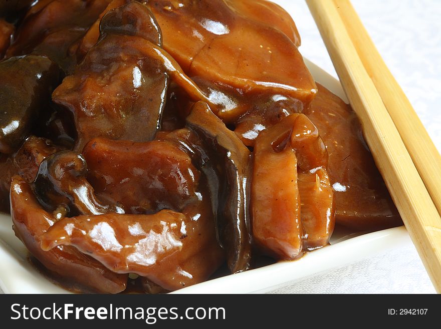 Stir-fried beef with Black Mushrooms and Bamboo Shoots. Stir-fried beef with Black Mushrooms and Bamboo Shoots