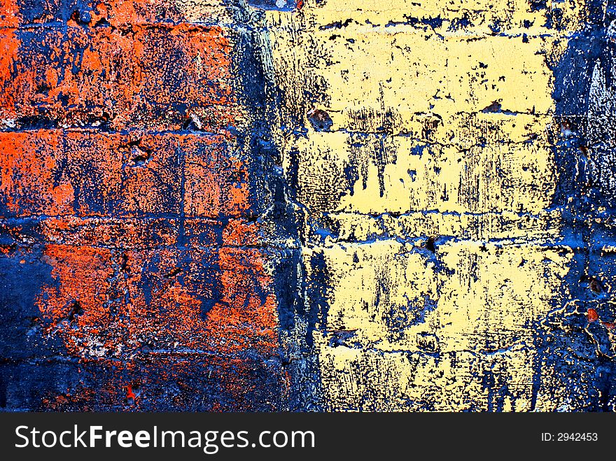 Grunge Painted Brick Wall