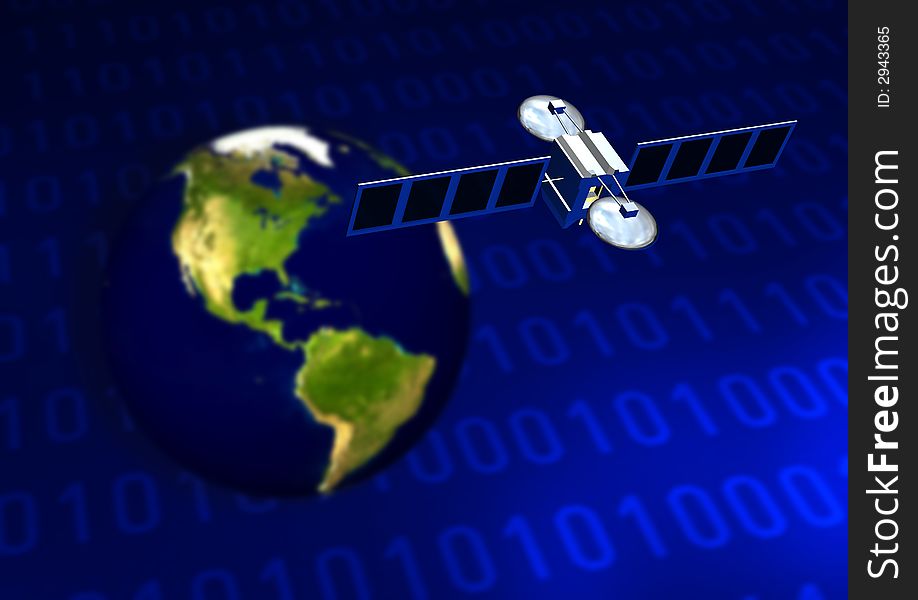 Earth, Satellite & Binary numbers to simulate Information technology