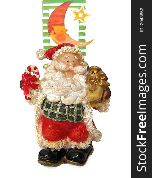 Figurine of genial old man with gift. Figurine of genial old man with gift