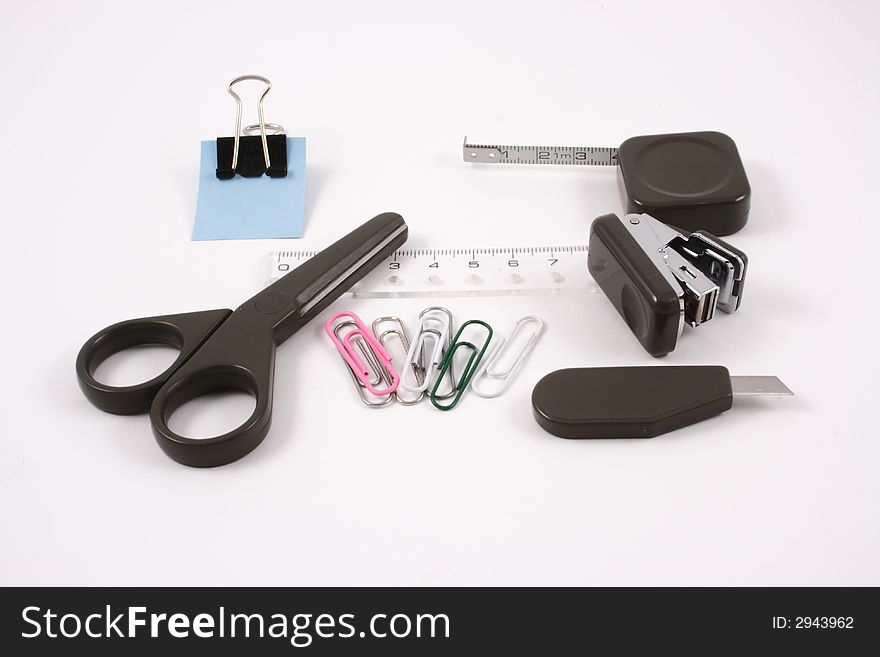 Small pieces of stationery on a white background. Small pieces of stationery on a white background