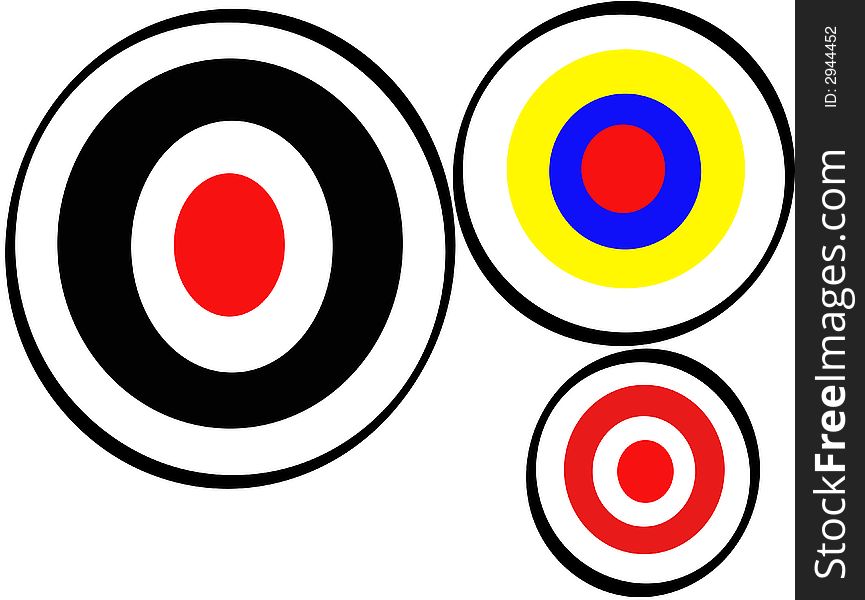 Correct archery target on white
