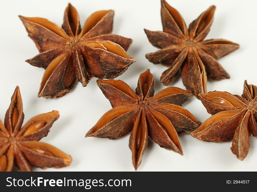 Chinese anise on a white background