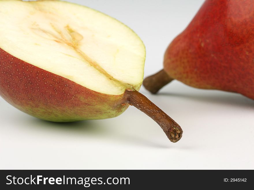 Pears on a white background