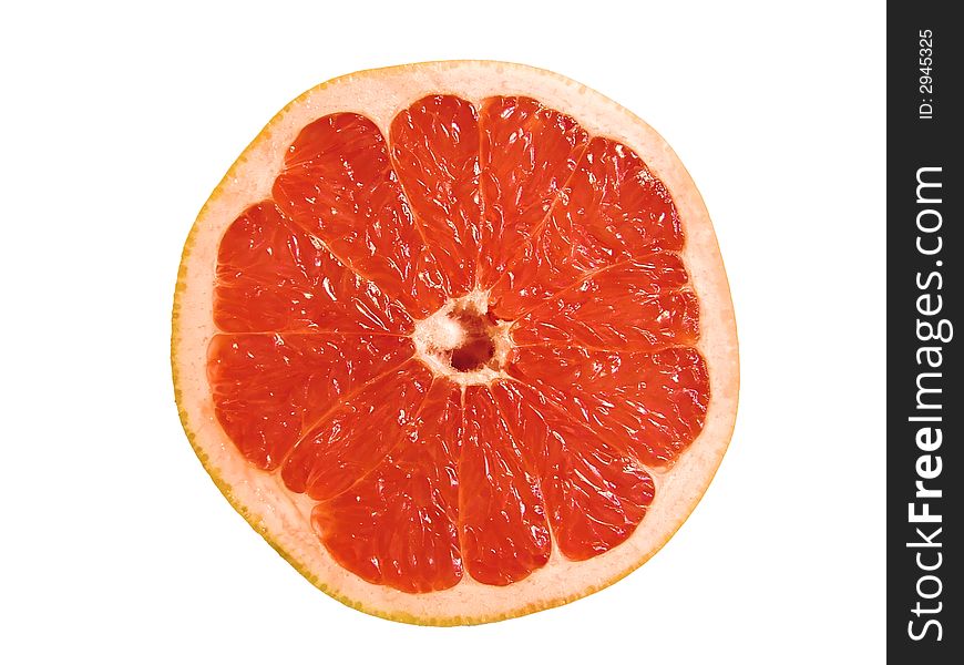 Grapefruit on white background, macro
