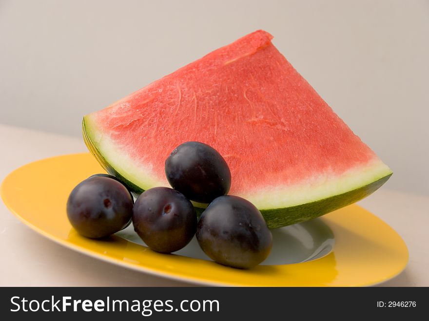 Watermelon  On The Plate,close