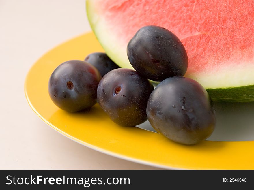 Watermelon  on the plate,close up shot. Watermelon  on the plate,close up shot.