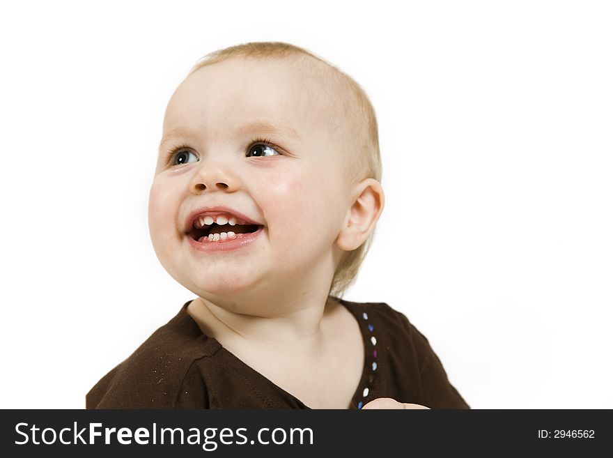 Beautiful happy little girl - isolated on white. Beautiful happy little girl - isolated on white