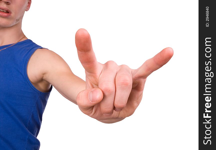 Gesture of a hand on white background