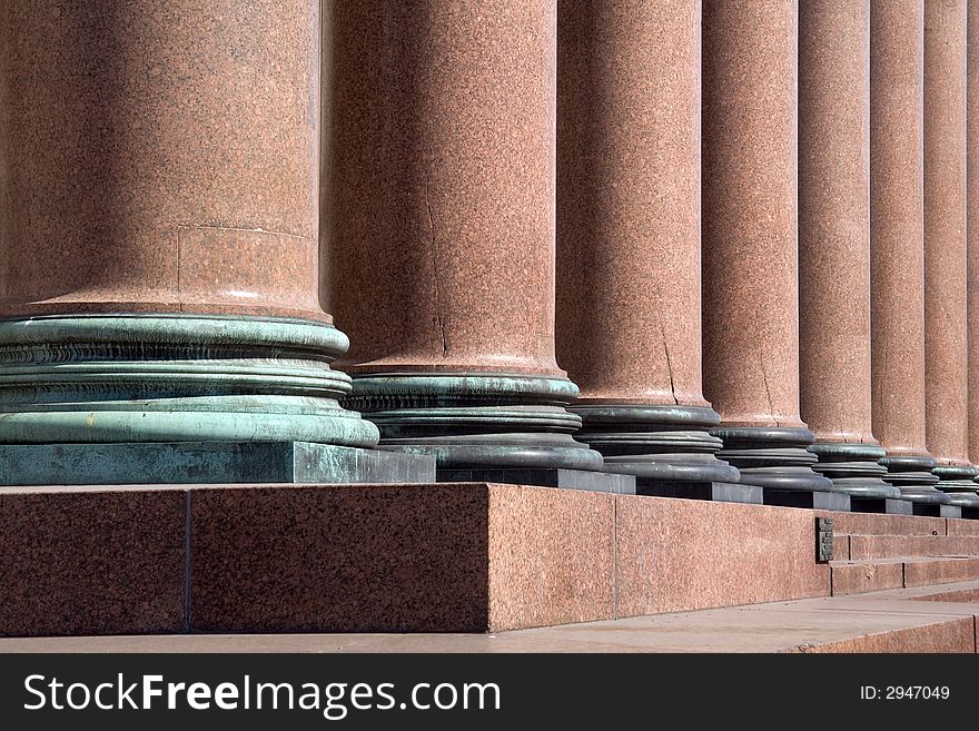 Classical marble columns in perspective (St.Isaak Cathedral, St.Petersburg)