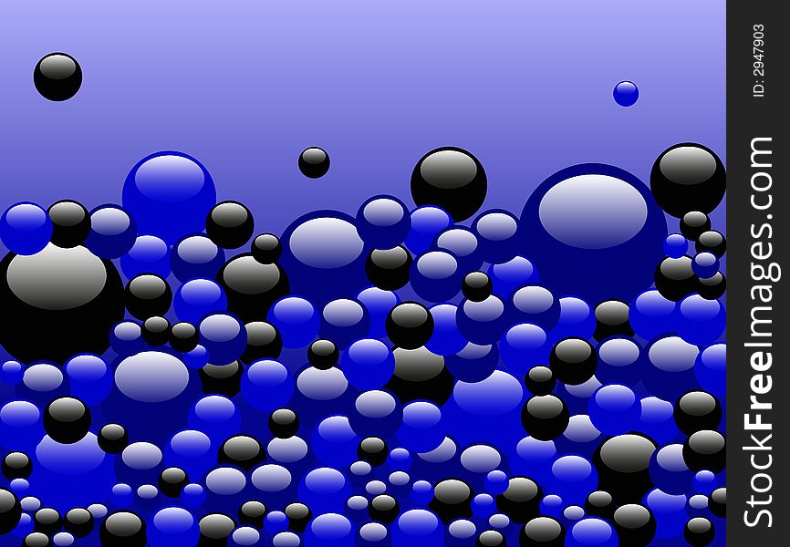 Black and Blue Bubbles on Blue