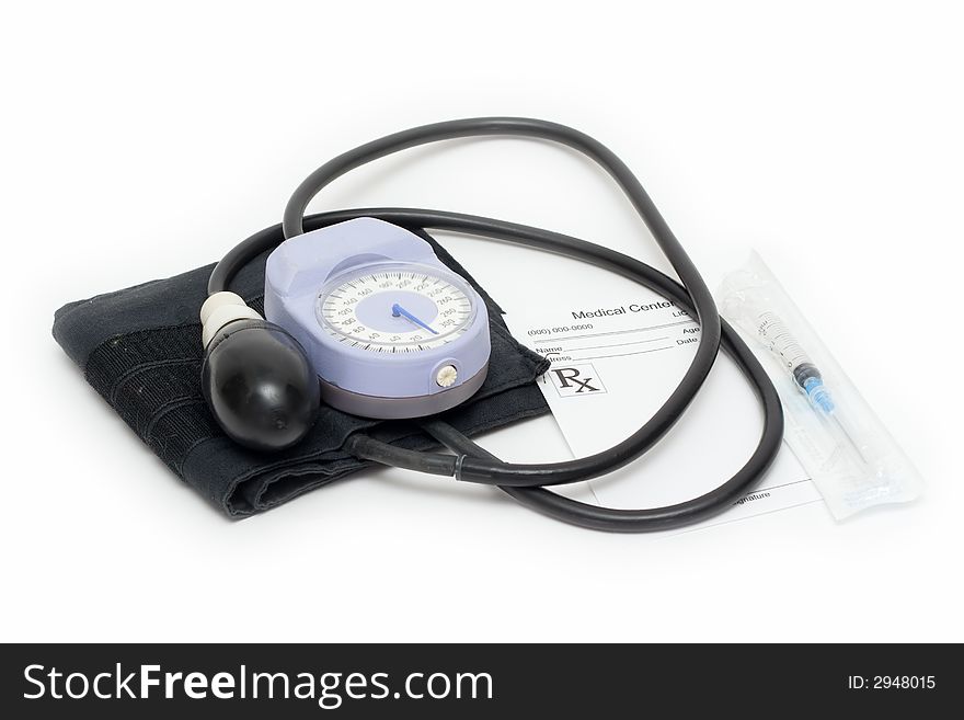 Sphygmomanometer on a white isolated background