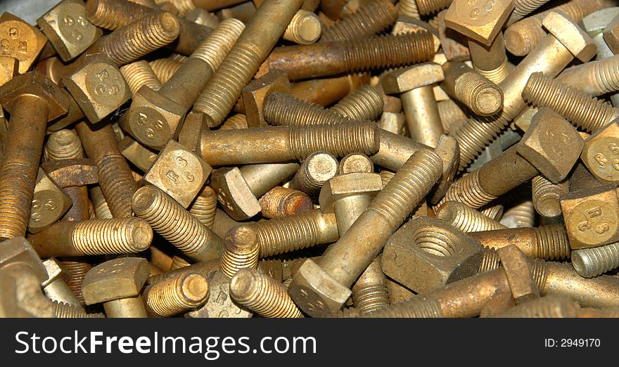 Bin of different size nuts and bolts