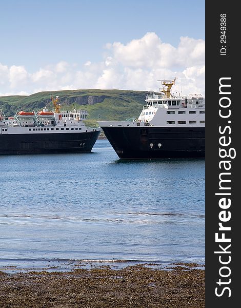 Two large ships at a Scottish port. Two large ships at a Scottish port