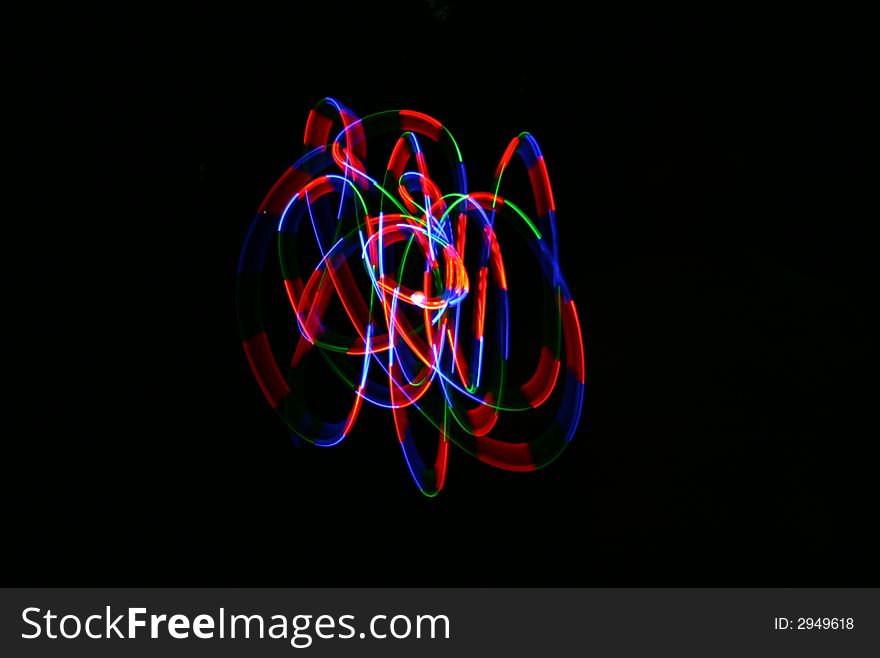 Long exposure of an LED light, recording of a movement. Long exposure of an LED light, recording of a movement