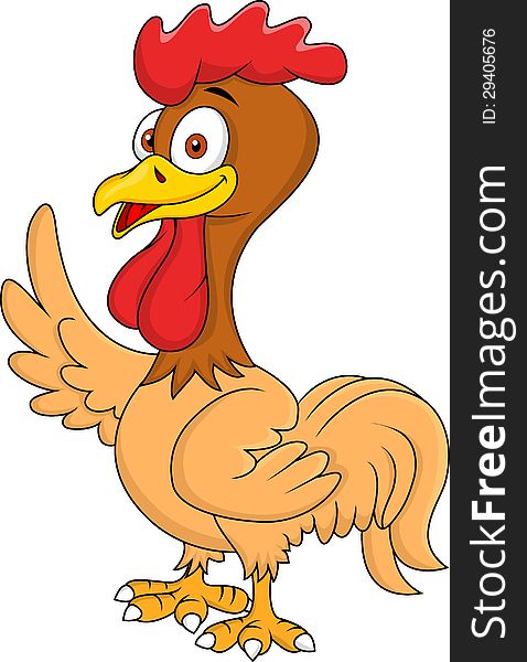 Illustration of cute rooster cartoon waving