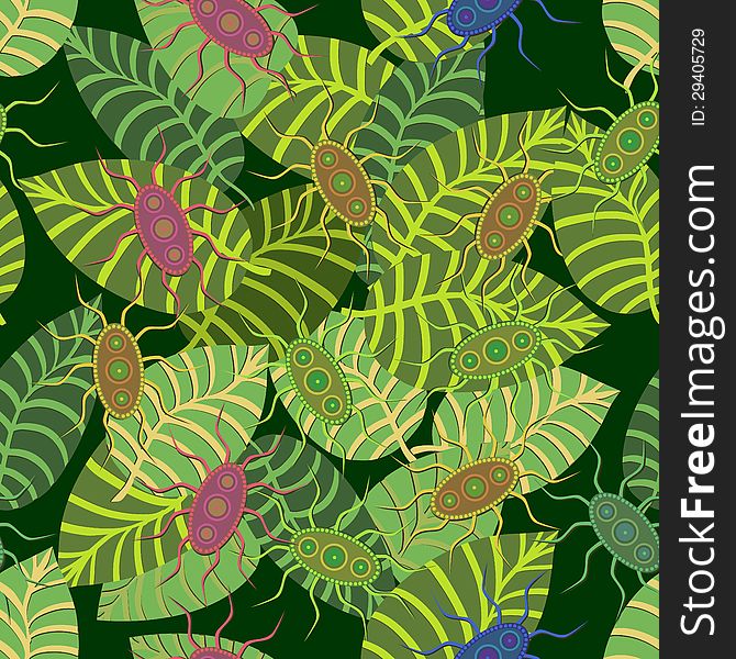 Seamless. The leaves and branches. Vector illustration.