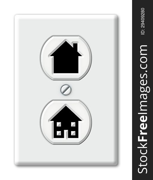 Illustration of an electrical outlet with house shapes. Illustration of an electrical outlet with house shapes.