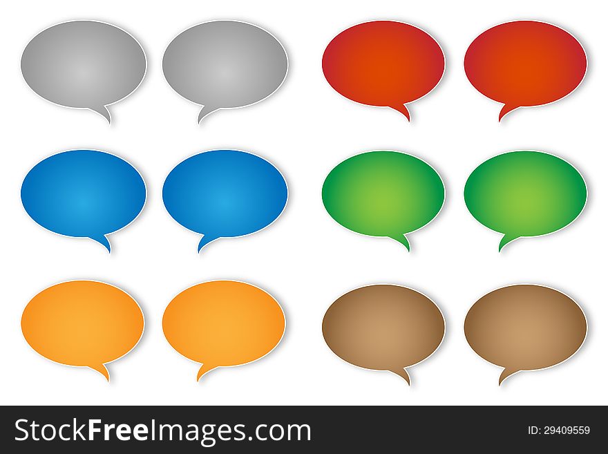 Speech bubbles in various colors.