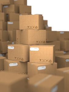 Stacks Of Cardboard Boxes. Royalty Free Stock Photo
