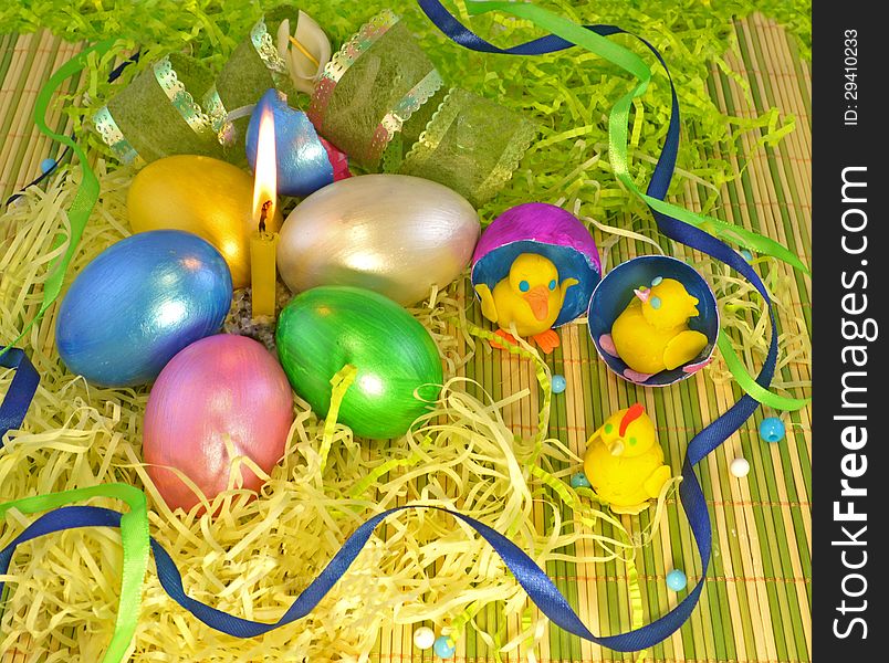 Easter eggs with chicken