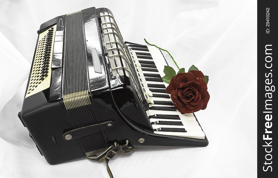 The historic Accordion with a red rose on top