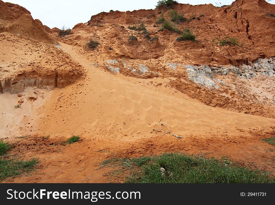 Red River is formed by the smearing of red sand, Vietnam, Southeast Asia