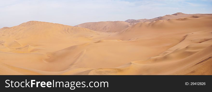 A panoramic of a desert in Ica, Peru.