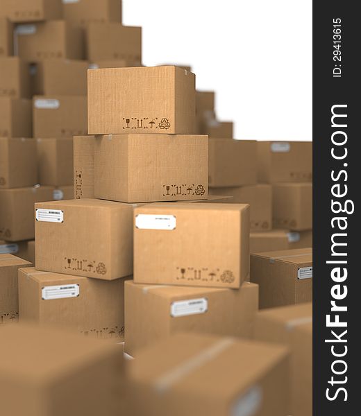 Stacks of Cardboard Boxes, Industrial Background. Stacks of Cardboard Boxes, Industrial Background.