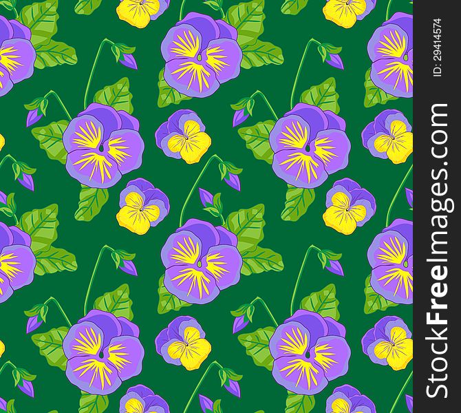 Floral vector seamless pattern with Viola. Floral vector seamless pattern with Viola