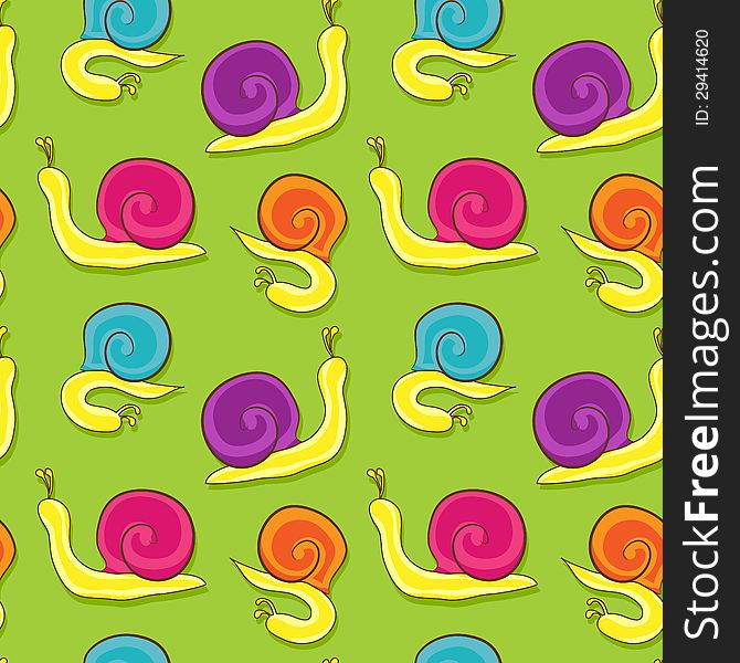 Vector seamless pattern with snails. Vector seamless pattern with snails