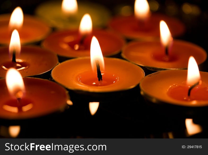 Small candles or tea lights. Small candles or tea lights.