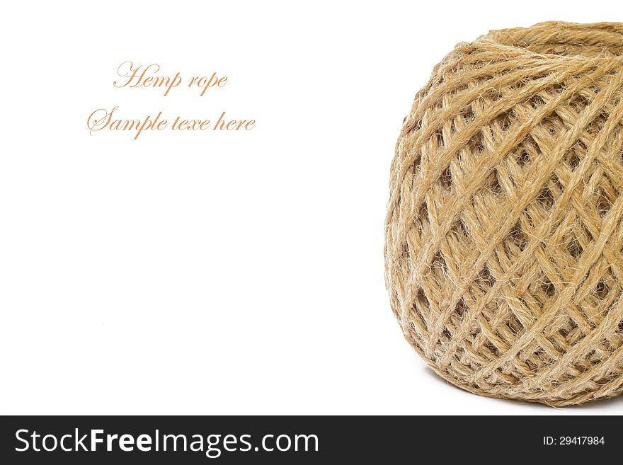 Close-up of a hemp rope on white background