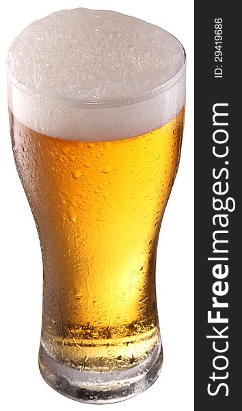 Beer glass on white background. File contains a clipping path. Beer glass on white background. File contains a clipping path.