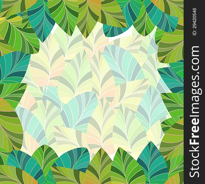 Seamless. The leaves and branches. Vector illustration.