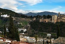 Alhambra And Snowing Sierra Nevada Mountains Under A Lenticular Royalty Free Stock Photography Alhambra And Snowing Sierra Nevada Mountains Under A Lenticular Royalty Free Stock Photography