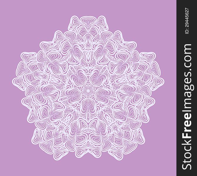 White abstract pattern looks like crocheting handmade lace on violet background. White abstract pattern looks like crocheting handmade lace on violet background.