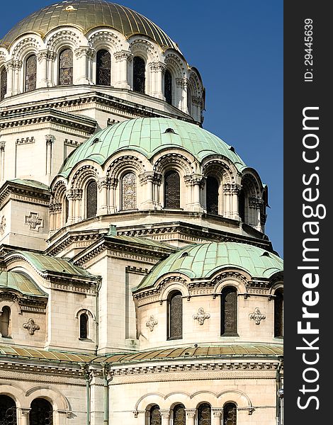 Vertical general view of the Alexander Nevski Cathedral, Sofia, Bulgaria