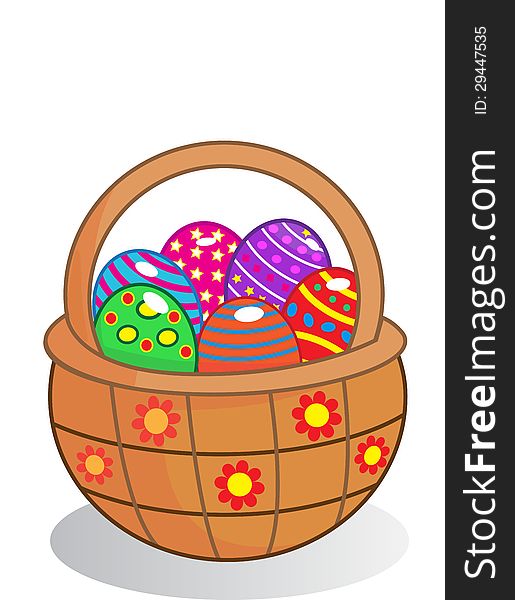 Illustration Easter basket with eggs. Illustration Easter basket with eggs.
