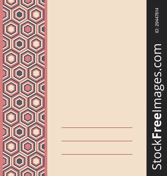 Template for invitation or card design with fashion geometrical pattern in retro colors. Template for invitation or card design with fashion geometrical pattern in retro colors.