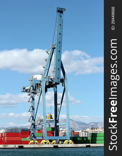 Container crane in the port of Alicante; Spain.