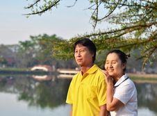 Happy Couple At Beautiful Park Stock Photo Happy Couple At Beautiful Park Stock Photo