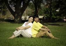 Happy Couple At Beautiful Park Stock Images Happy Couple At Beautiful Park Stock Images