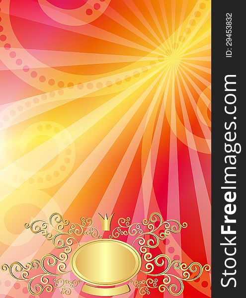 Colorful business card with translucent rays and gold vintage frame (vector EPS 10). Colorful business card with translucent rays and gold vintage frame (vector EPS 10)